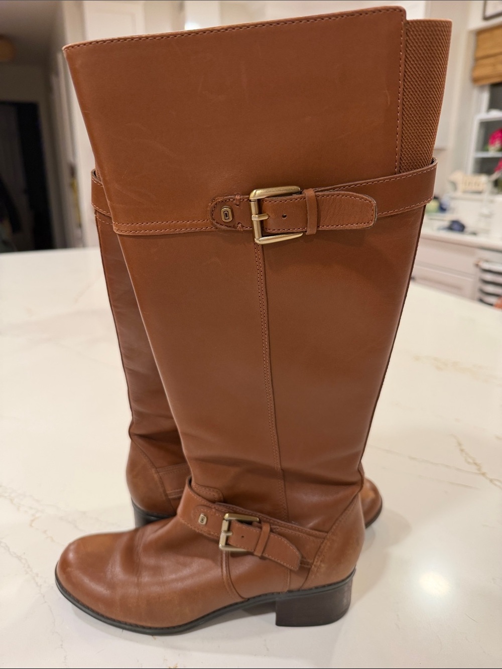 Bandolino Classic Tall Brown Leather Riding Boots - Women